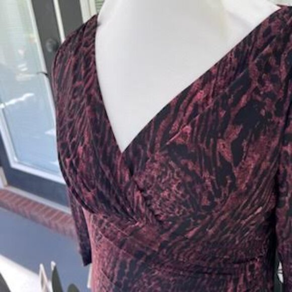 Lauren Ralph Lauren Stretch Jersey Knit Leopard Dress Print Size 10 Midi - Picture 3 of 12